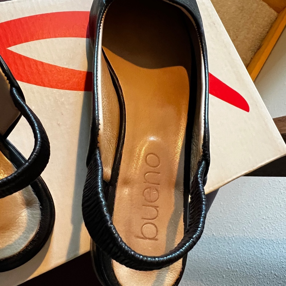 Bueno Indie Slingback Pointed Toe Flat Black Leather 38 - Picture 5 of 7